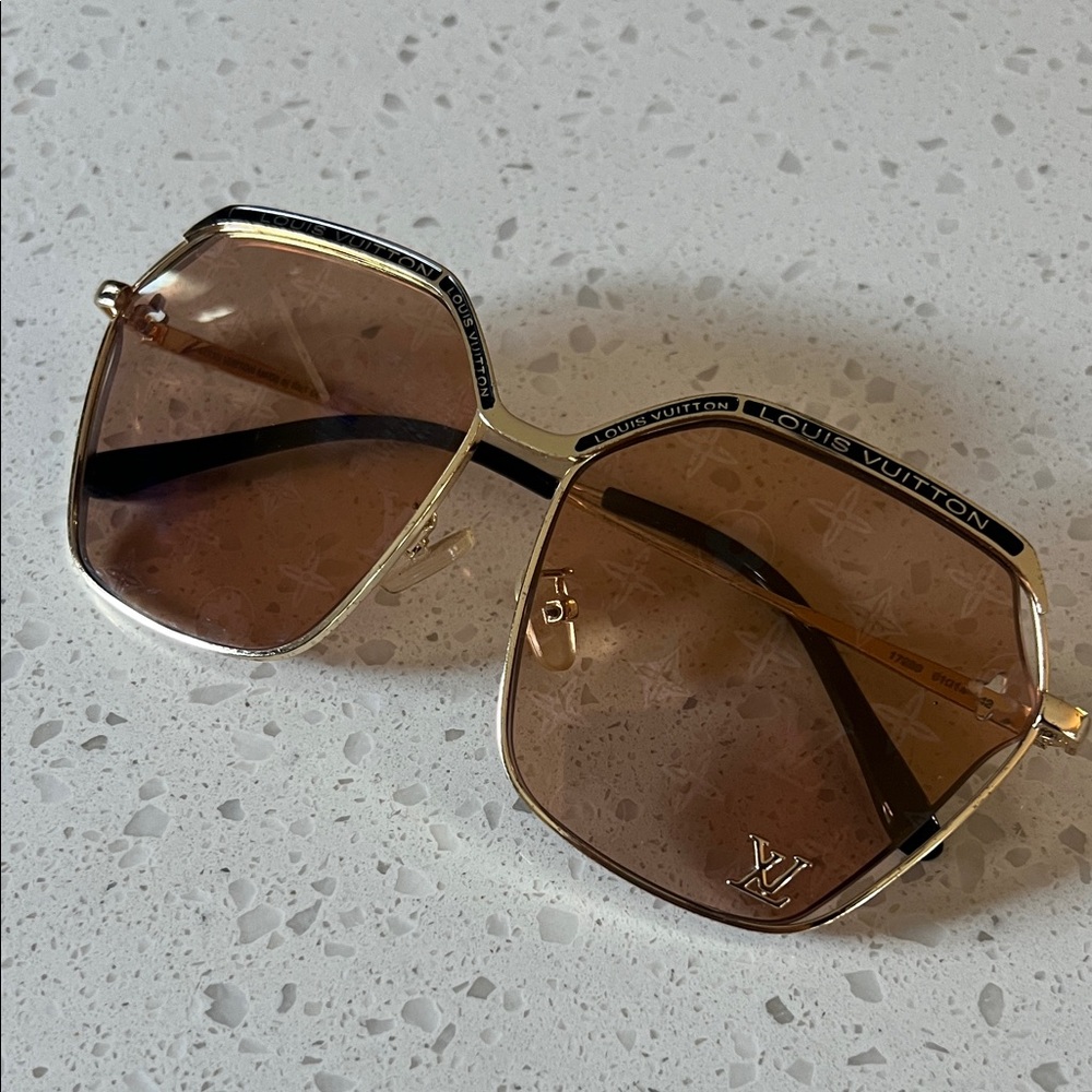 Louis Vuitton Gold and Brown Sunglasses